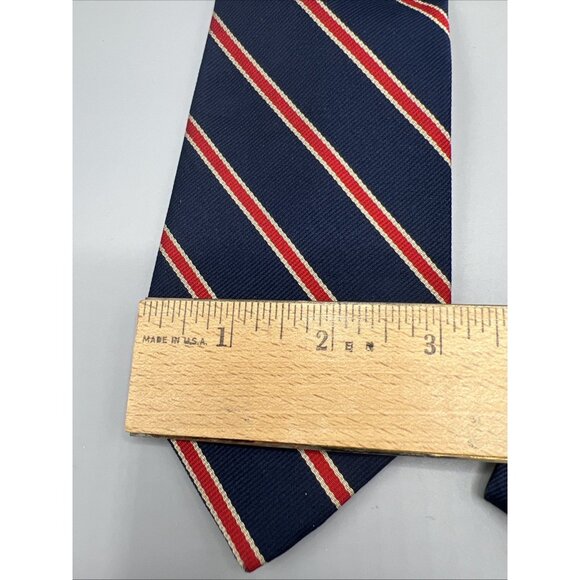 The Silk Company of London Vtg Neck Tie All Silk Striped Red White Blue England - Picture 6 of 9